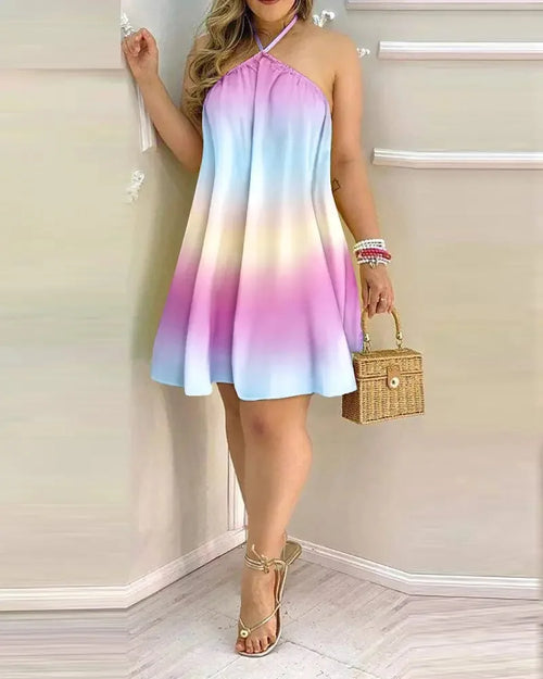 Abito Halter Floreale Boho Schiena Scoperta
